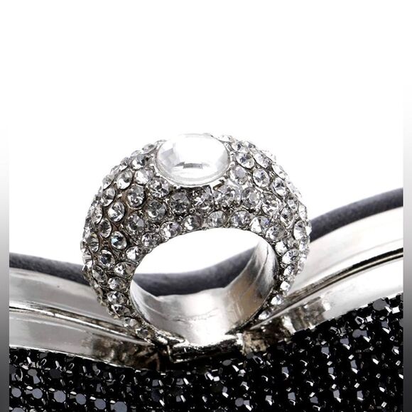 Luxury Heart Shape Rhinestone Tassel Evening Clutch Bag Party Purse Valentines - Picture 6 of 7